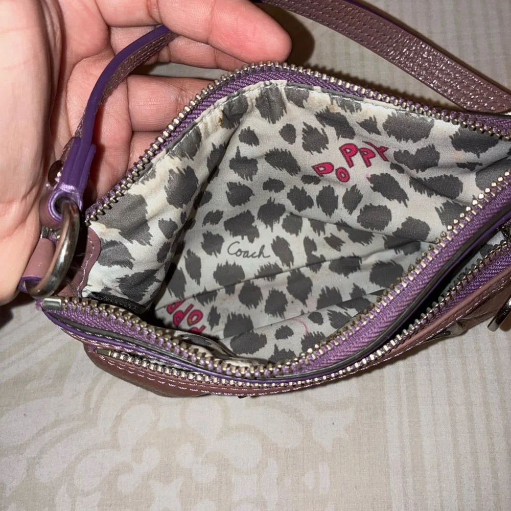 Coach Mauve Leather Wristlet with Purple Trim - Picture 2 of 5